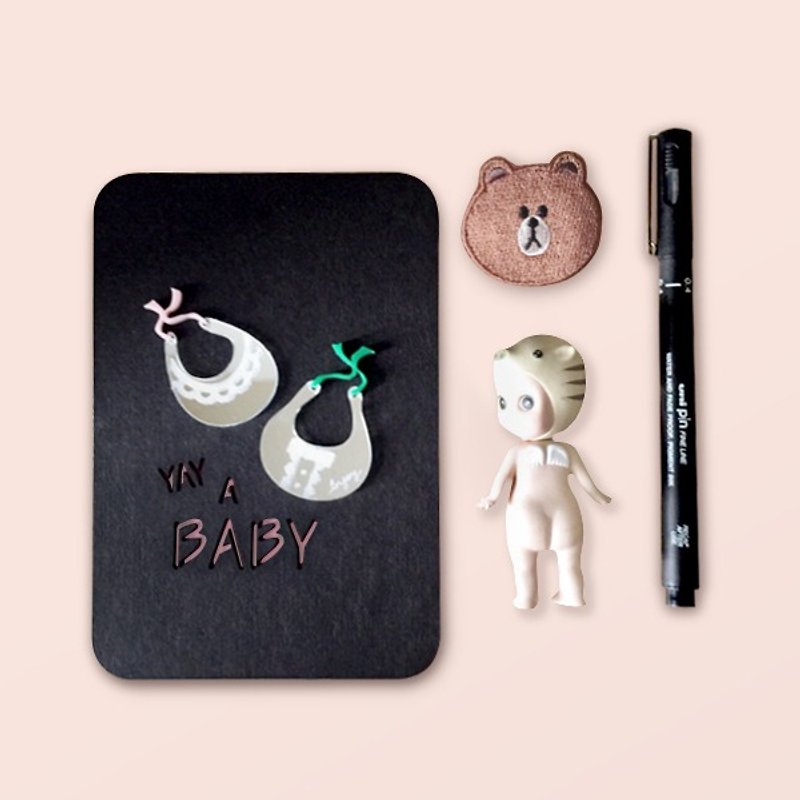 出生 彌月 滿月 生日 寶寶 客製化 立體祝福萬用卡片 明信片 - 卡片/明信片 - 紙 黑色