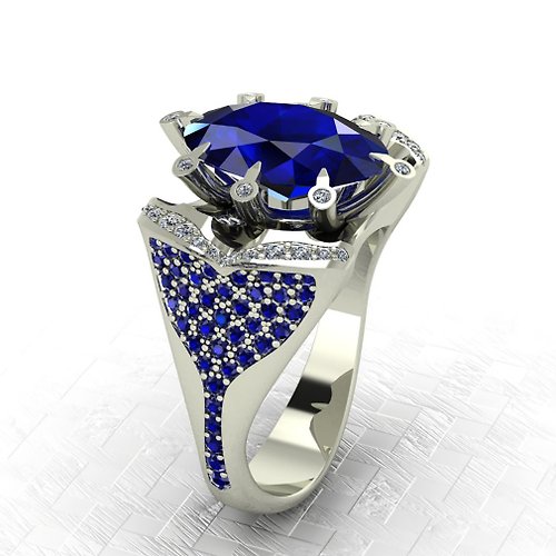 Helennar's Jewelry Studio 3D-model jewelry ring for a 4ct oval gemstone and 132 diamonds