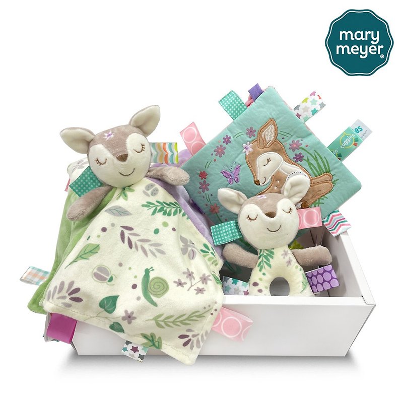 Fast arrival [MaryMeyer] Little Deer Collection Gift Box (hand rattle, comfort towel, sandpaper) - Baby Gift Sets - Cotton & Hemp Multicolor