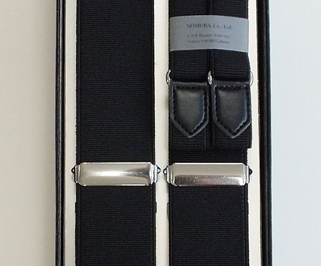 Suspender Armband Set 30mm Width X Type Solid Mambo Black Men Made in Japan  - Shop nomurabelt Other - Pinkoi