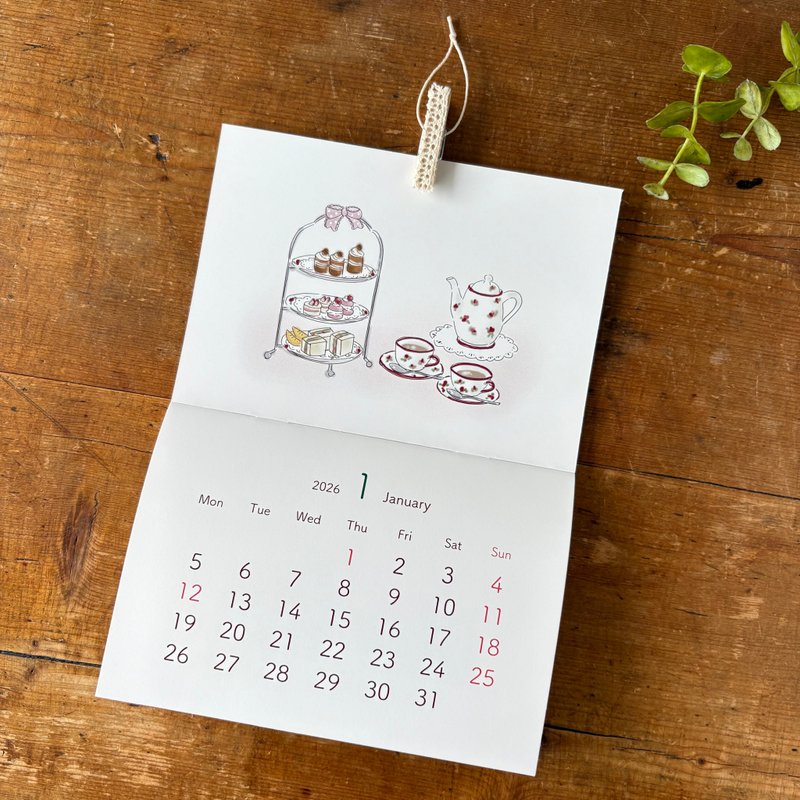 2026年カレンダー　A5サイズ　Lilac time 雑貨のイラスト - 日曆/月曆/年曆 - 紙 