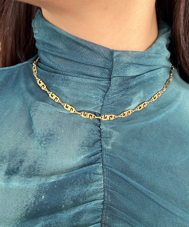 (送絨面盒) GIVENCHY necklace 鎖骨鏈 頸鏈 日本中古vintage - 項鍊 - 其他金屬 金色