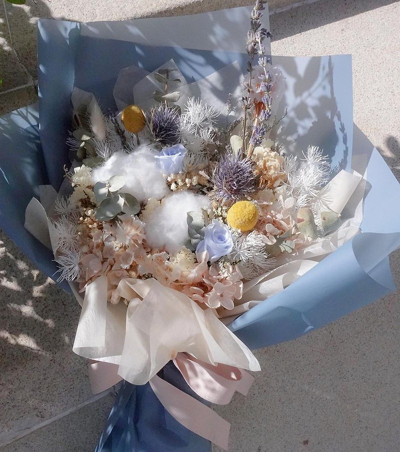 韓式乾花花束 | 情人節 | 畢業感恩花束 | 畢業祝福 | 保鮮 - 乾燥花/永生花 - 植物．花 藍色