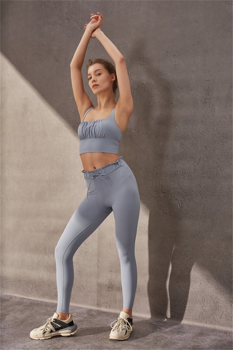 Bloomed Cinch Leggings - 瑜珈服/瑜珈褲 - 尼龍 藍色