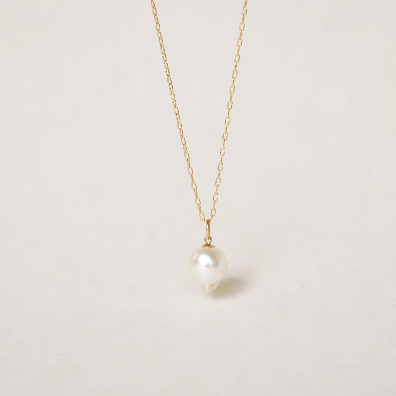 One-of-a-kind 14kgf CORON pearl necklace (AYWH) - Long Necklaces - Pearl White