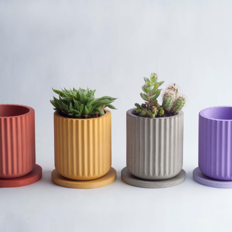 | woohuang | Taiwan's independent design of flowerpots and pots for foliage and succulent ornamental plants - ตกแต่งต้นไม้ - ปูน สีเทา