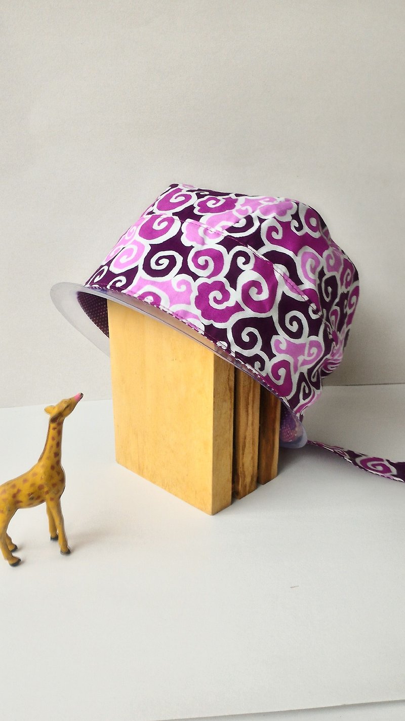 紫色唐草紋雙面頭巾帽 工作帽 料理帽 交換禮物 - 帽子 - 棉．麻 紫色