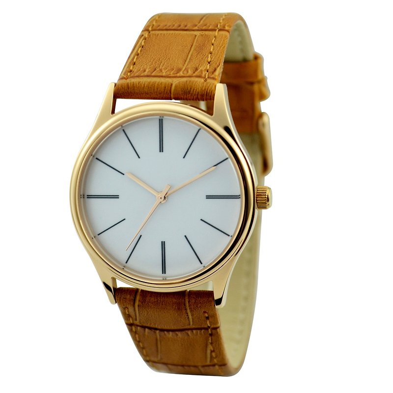 Minimalist Watch with Long Stripe - Free shipping - นาฬิกาผู้หญิง - โลหะ สีกากี