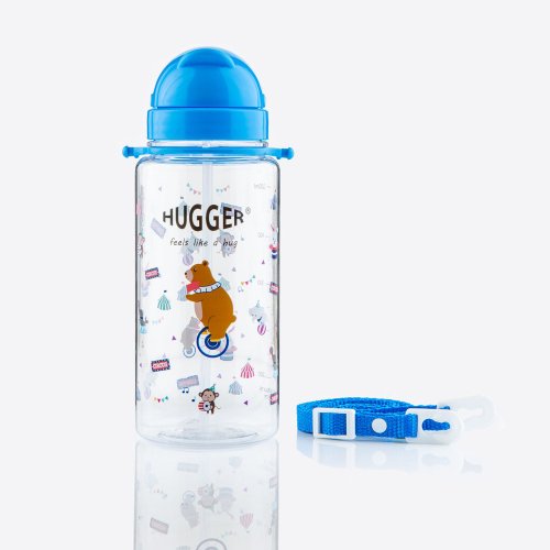 HUGGER HUGGER 兒童吸管水壺 550ml Tritan 附背帶可拆 馬戲團