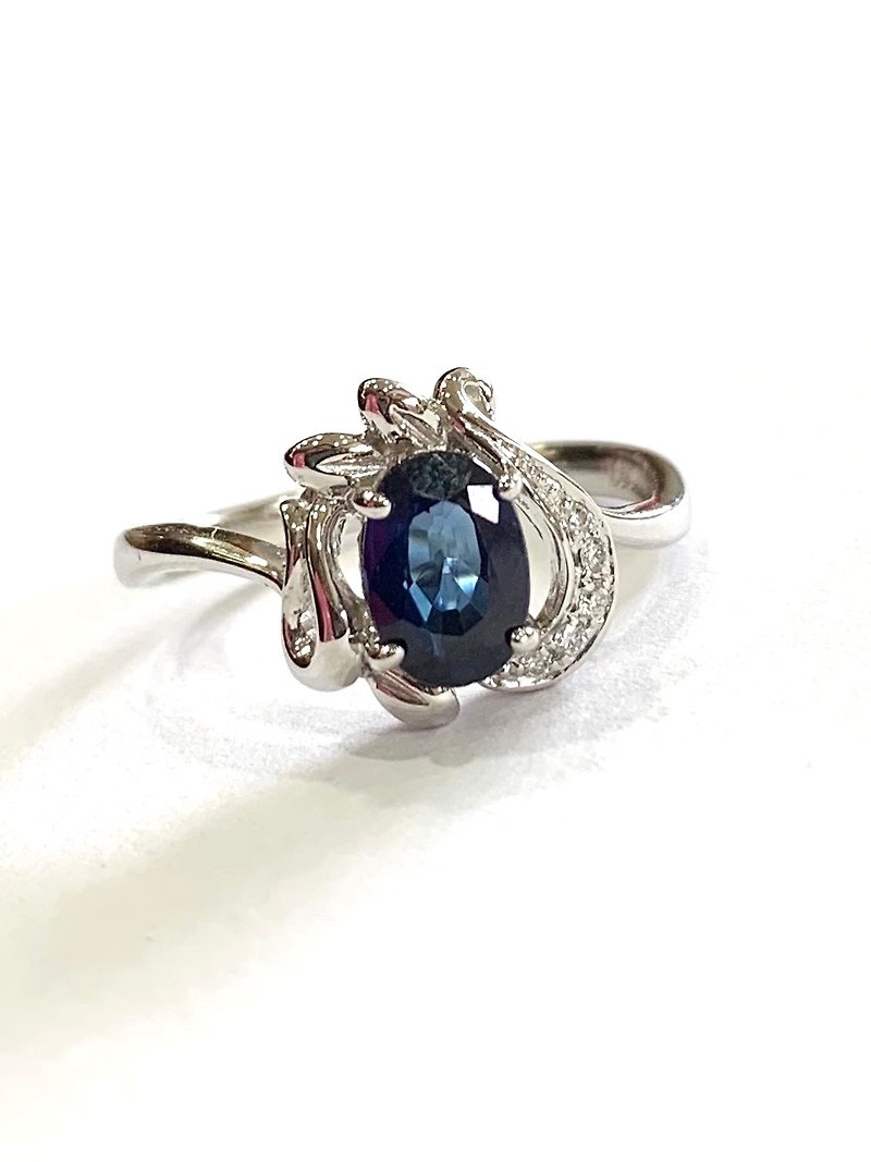 Sapphire Diamond Ring 0.98 Carat Sapphire Natural South African Diamond 14K K585 - แหวนทั่วไป - เครื่องเพชรพลอย 