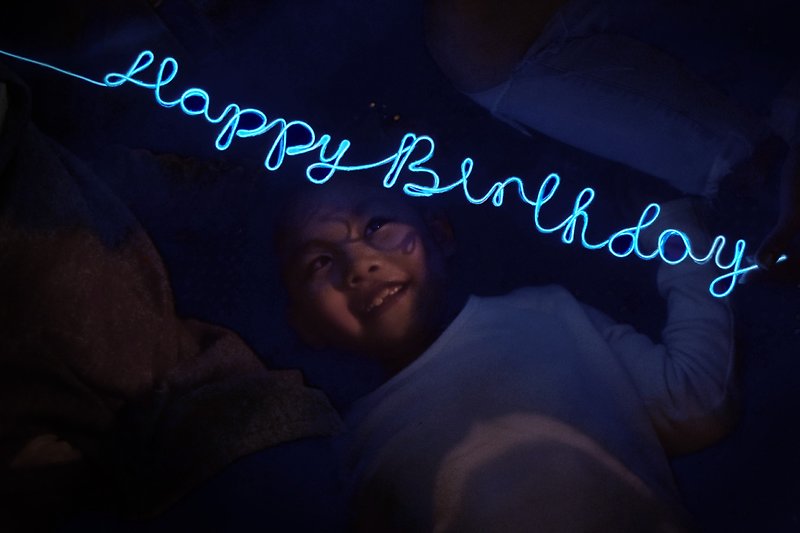 neonlite custom made wording light  /Happy Birthday/ - โคมไฟ - พลาสติก สีน้ำเงิน