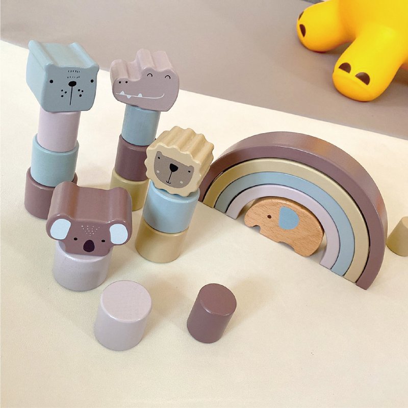 [Amy Weir]Zoo Rainbow Building Blocks Jenga Children's Educational Balance Toys - ของเล่นเด็ก - ไม้ 