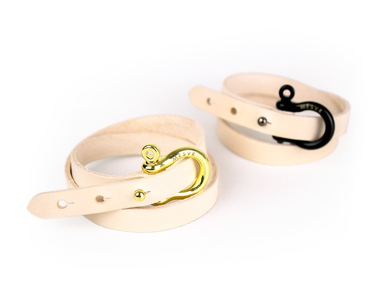 [WILD] ｜Shackle Bracelet Couple ｜ Nautical Jewelry - Bracelets - Genuine Leather Brown