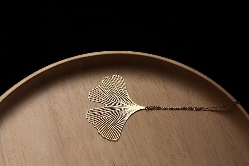 Gold Ginkgo Necklace Gold Ginkgo Pendant(M) - Necklaces - Other Metals 