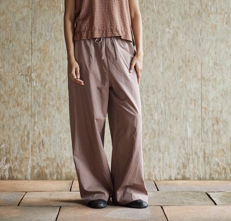 復古文青 絲棉植物染褲子 直筒休閒褲 - 女長褲 - 其他材質 多色