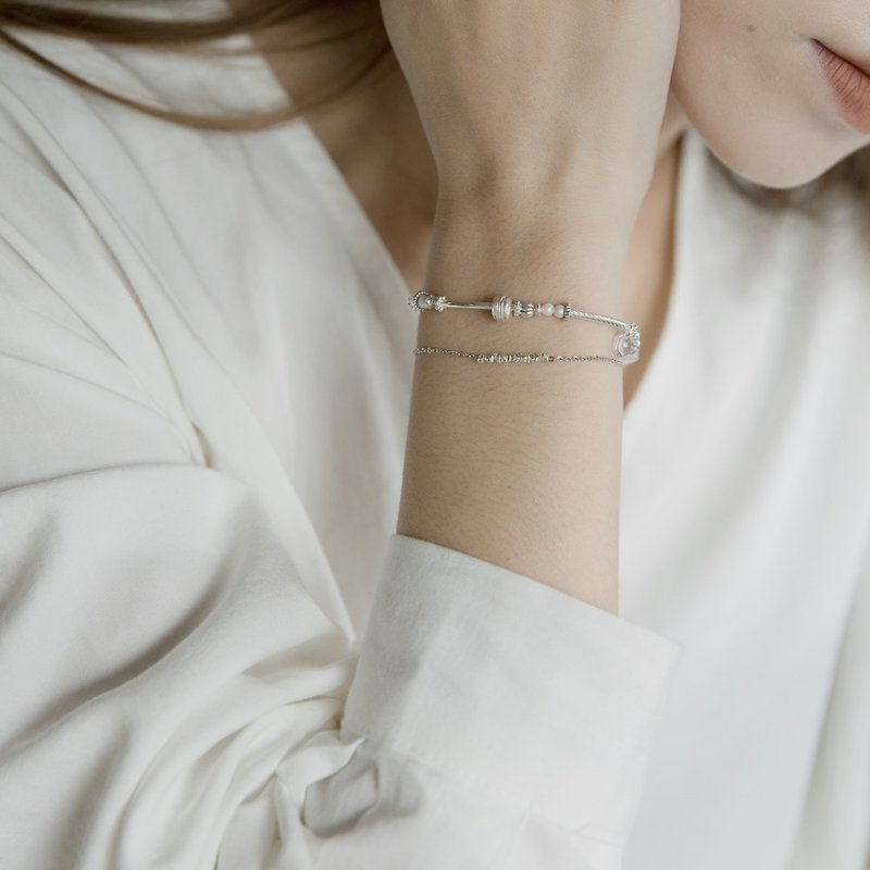 ZHU. handmade bracelet | cream dessert (sterling silver / Christmas gift / sister / Austrian crystal) - Bracelets - Sterling Silver 