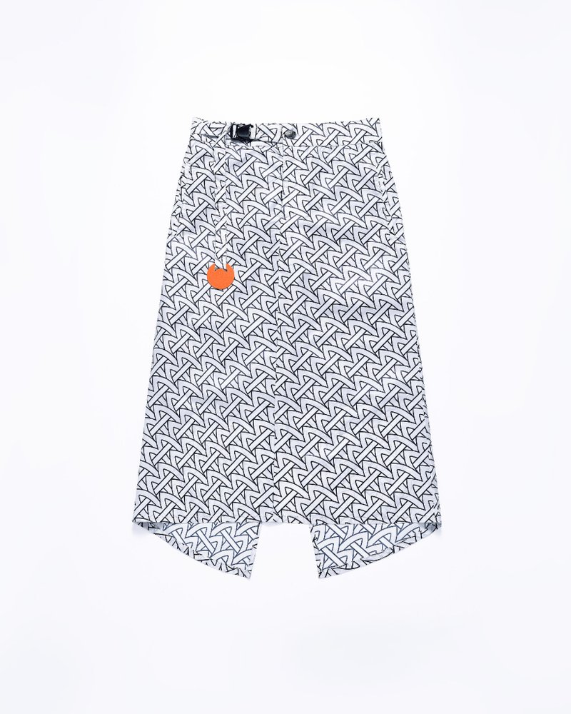 AM圖騰印花半身裙 白 - 裙子/長裙 - 聚酯纖維 白色