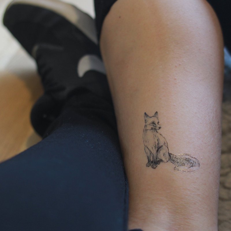 cottontatt "woollie & tutu" fox temporary tattoo sticker - Temporary Tattoos - Other Materials Black