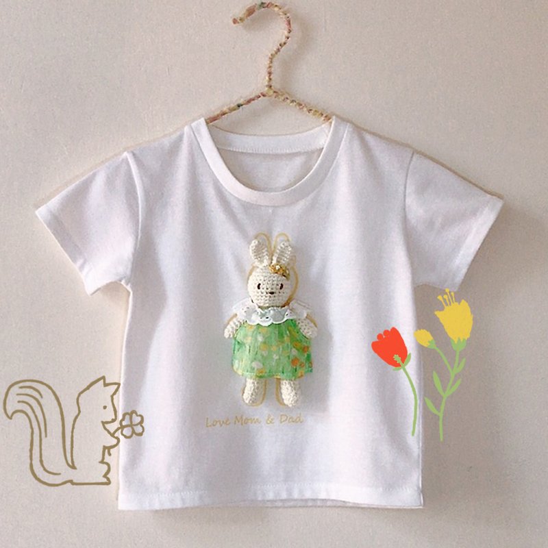 Carry a rabbit short-sleeved T-shirt - เสื้อยืด - ผ้าฝ้าย/ผ้าลินิน ขาว
