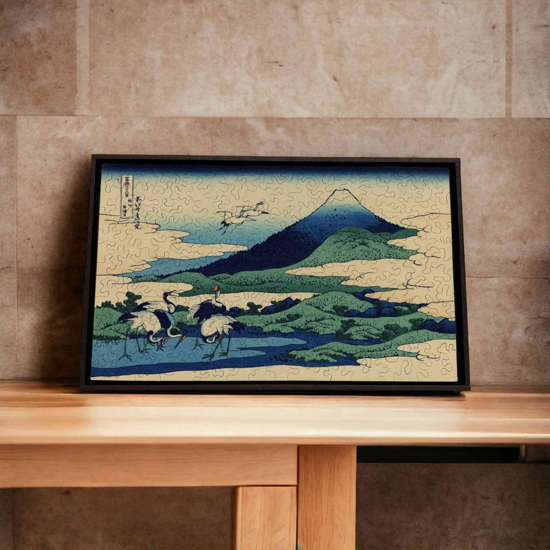 Katsushika Hokusai - Shoshu Kaizezuo [Gecko Puzzle] - ของวางตกแต่ง - ไม้ สีน้ำเงิน