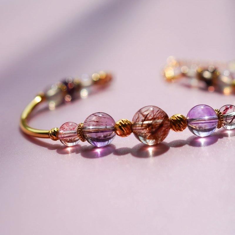 Copper Amethyst Red Gum Flower Labradorite Bracelet - Bracelets - Crystal 