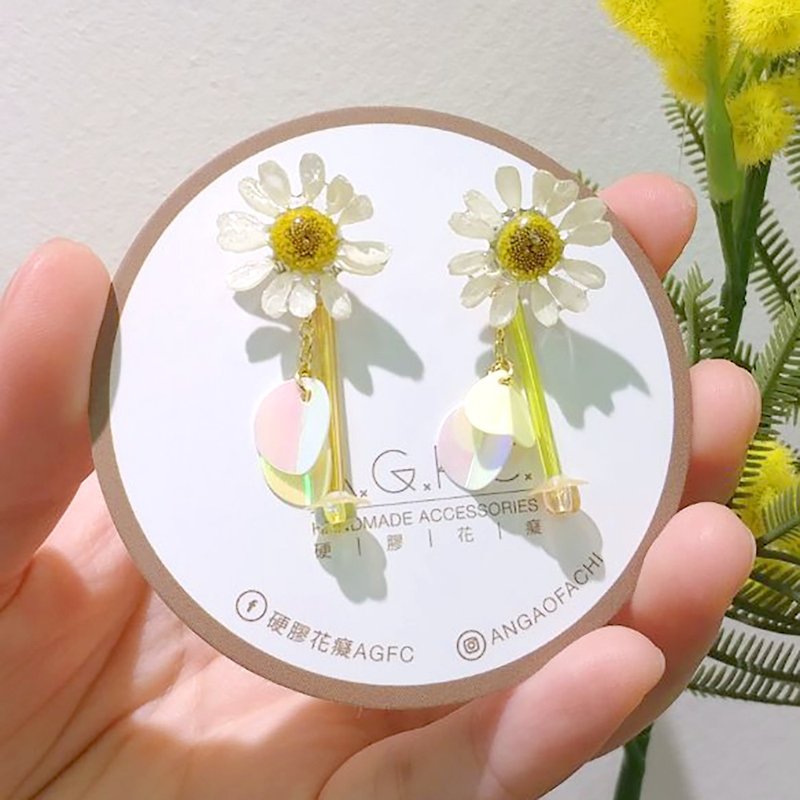 AGFC 3D Real Flower 2-ways Earrings Order to make  - Earrings & Clip-ons - Plants & Flowers White