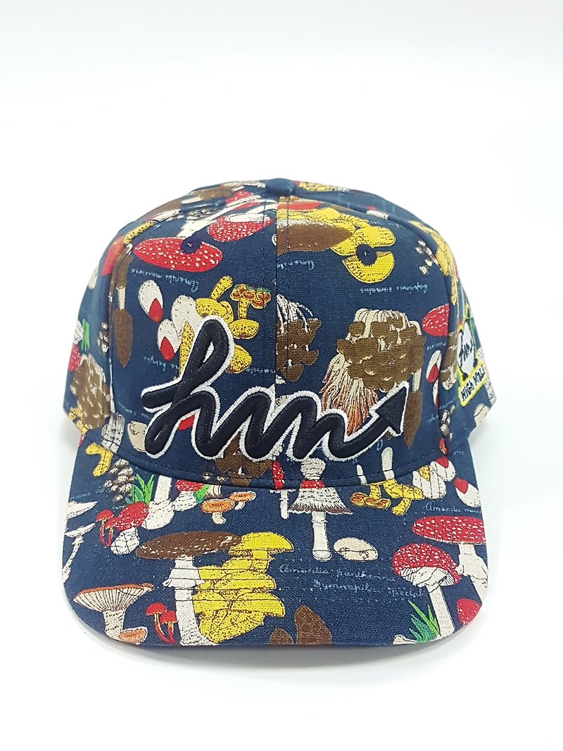 Embroidered Printed Baseball Cap-Magic Mushroom (Blue) #老帽#潮帽# Summer must-have #文青 - Hats & Caps - Cotton & Hemp Blue