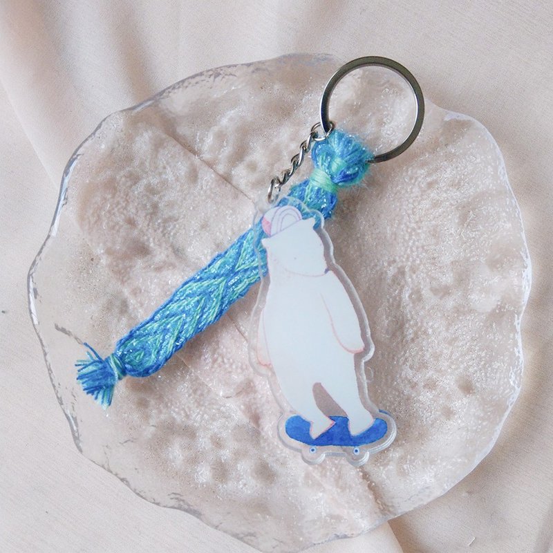 Ruirui yo JUI&LIU skateboard polar bear lucky rope charm / pendant / key ring - Keychains - Acrylic Blue