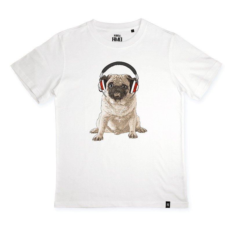 AMO®Original canned cotton T-shirt/AKE/The Pug Who Don't Like Human's Song - เสื้อยืดผู้หญิง - ผ้าฝ้าย/ผ้าลินิน 