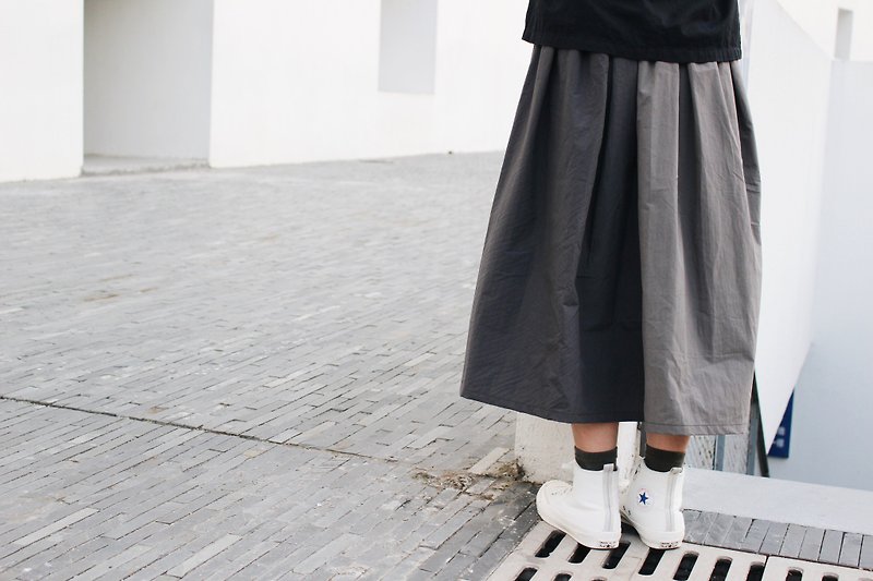 5.5 Block color skirt - กระโปรง - ผ้าฝ้าย/ผ้าลินิน สีเทา