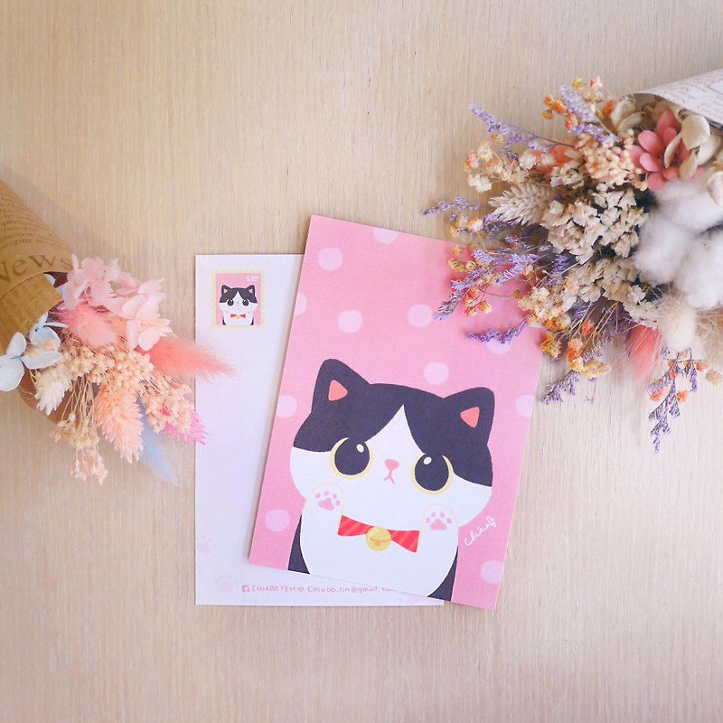 ChiaBB cute chubby cat star person / illustration postcard (five colors) - การ์ด/โปสการ์ด - กระดาษ หลากหลายสี