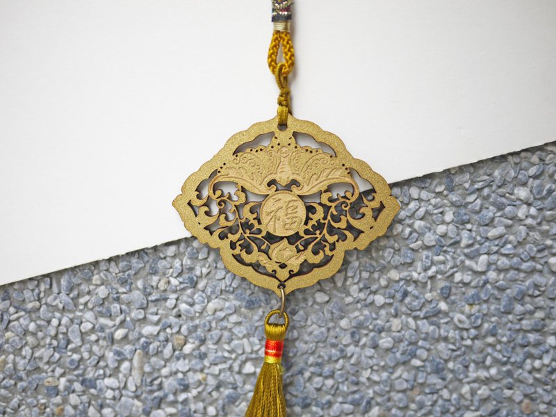 吉祥吊飾/掛飾 (金色) -雷射雕刻-木製 - 擺飾/家飾品 - 木頭 金色
