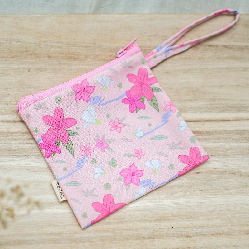 [Universal zipper bag_small] zipper rectangular small bag_Azalea by the creek - Toiletry Bags & Pouches - Polyester Pink