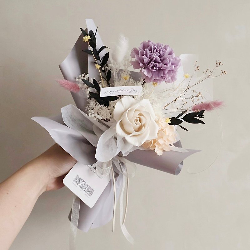 Everlasting Carnation Bouquet Elegant Purple Carnation Mother's Day Gift Corporate Gift Industrial and Commercial Activities - ช่อดอกไม้แห้ง - พืช/ดอกไม้ หลากหลายสี