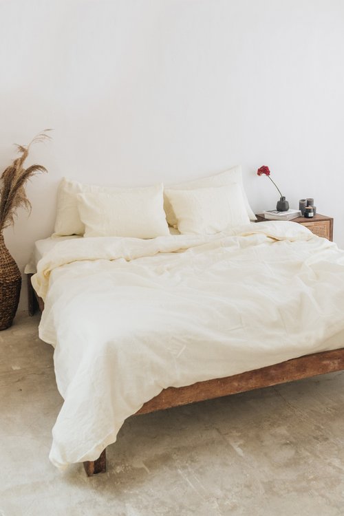 True Things Ivory linen duvet cover / Softened linen / Comforter cover / Quilt cover