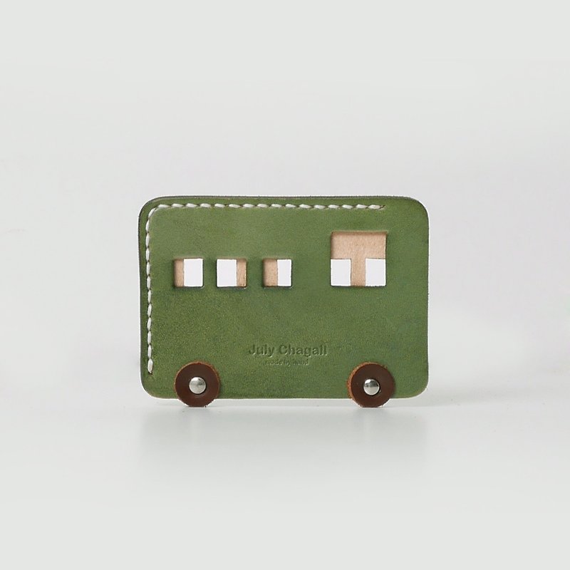 Two free shipping Mengmeng car car vegetable tanned cowhide original handmade card holder leather card holder - อื่นๆ - หนังแท้ สีเขียว