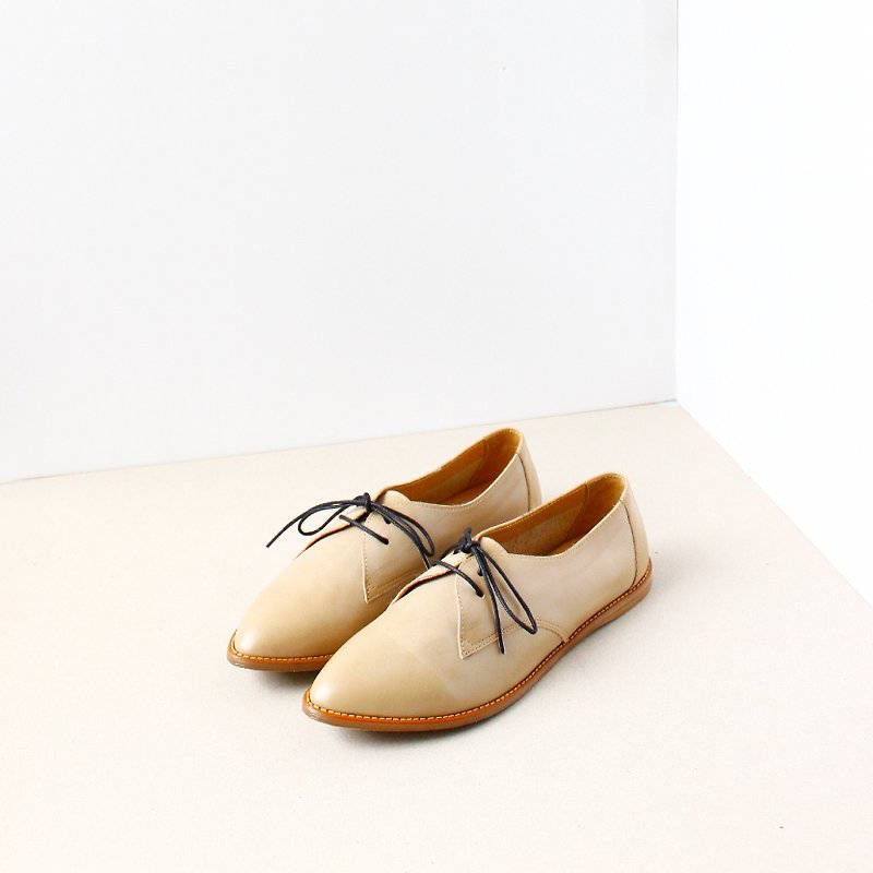 (Last pair) pointed oxfords | khaki -Khaki - Women's Casual Shoes - Genuine Leather Khaki