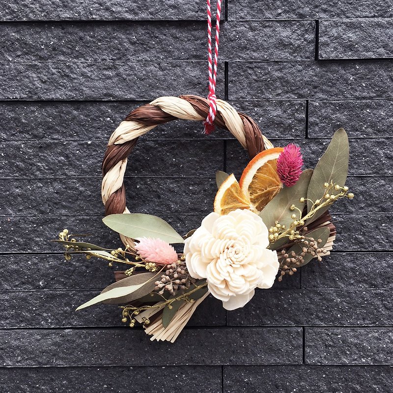 Small note with rope dry flower wreath wreath spring - Dried Flowers & Bouquets - Plants & Flowers Multicolor