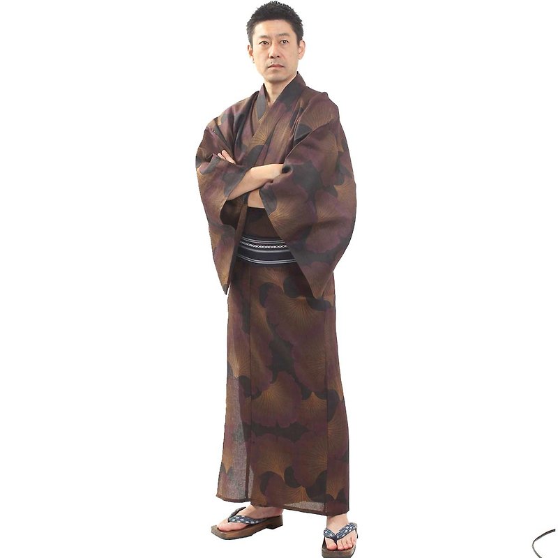 日本 和服 男士 浴衣 腰封 2 件 套組 綿麻 L z24-107A yukata - 其他 - 棉．麻 紅色
