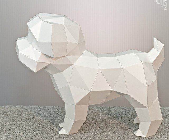 Ask a design DIY hand-made 3D paper model dog series-Maltese Ask a design DIY hand-made 3D paper model dog series-Maltese