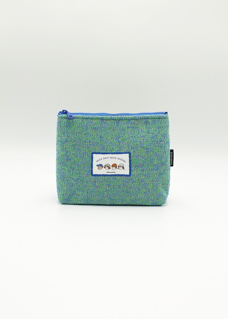 Yarn-dyed wool miscellaneous bag-turquoise - กระเป๋าเครื่องสำอาง - วัสดุอื่นๆ หลากหลายสี