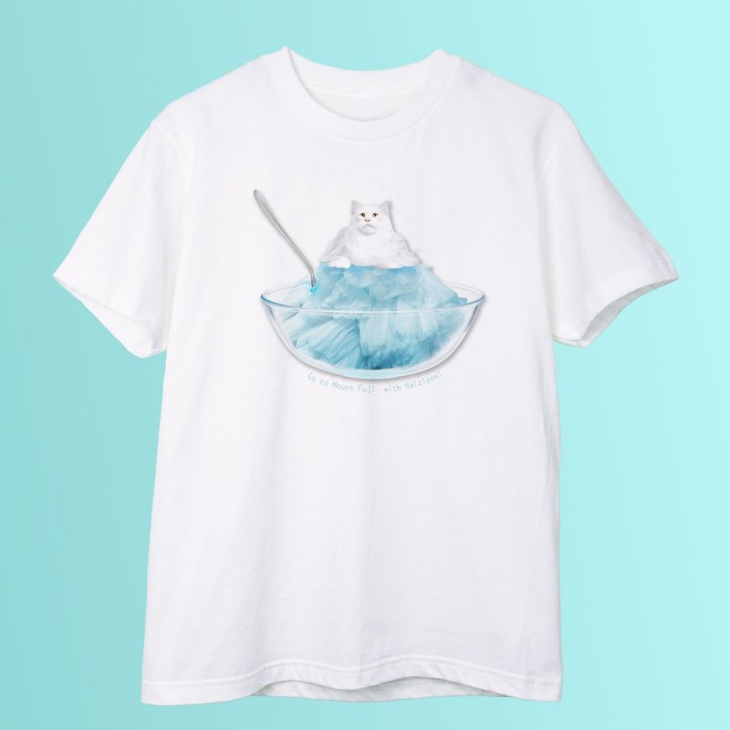 Fuji the cat shaved ice T-shirt for Men or Women - Men's T-Shirts & Tops - Cotton & Hemp White