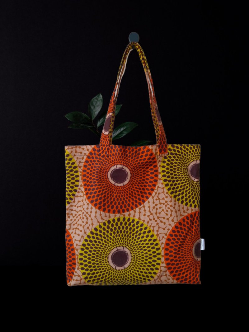 Handmade Summer  African Print Cotton Tote Bag Ankara - 手提包/手提袋 - 棉．麻 咖啡色