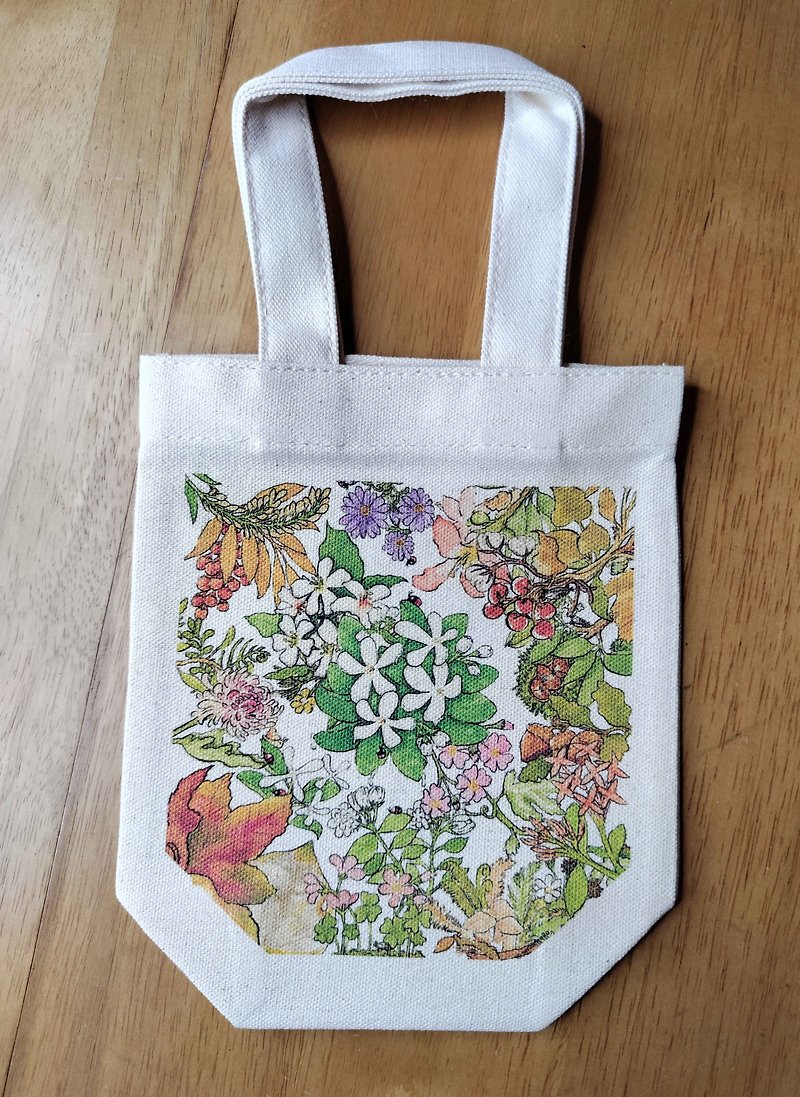 Canvas bag/green bag/handbag/shoulder bag flowers and plants are in full bloom - Handbags & Totes - Other Materials Multicolor