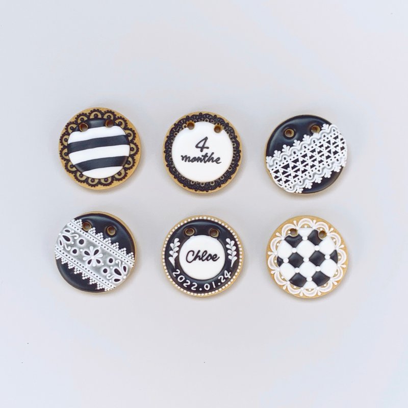 Leona Handmade ((Hi Girl)) 6pcs-Black & White - Handmade Cookies - Fresh Ingredients Black