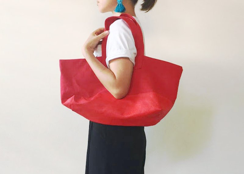 大容量 Paint tote bag  Red - 手提包/手提袋 - 棉．麻 紅色
