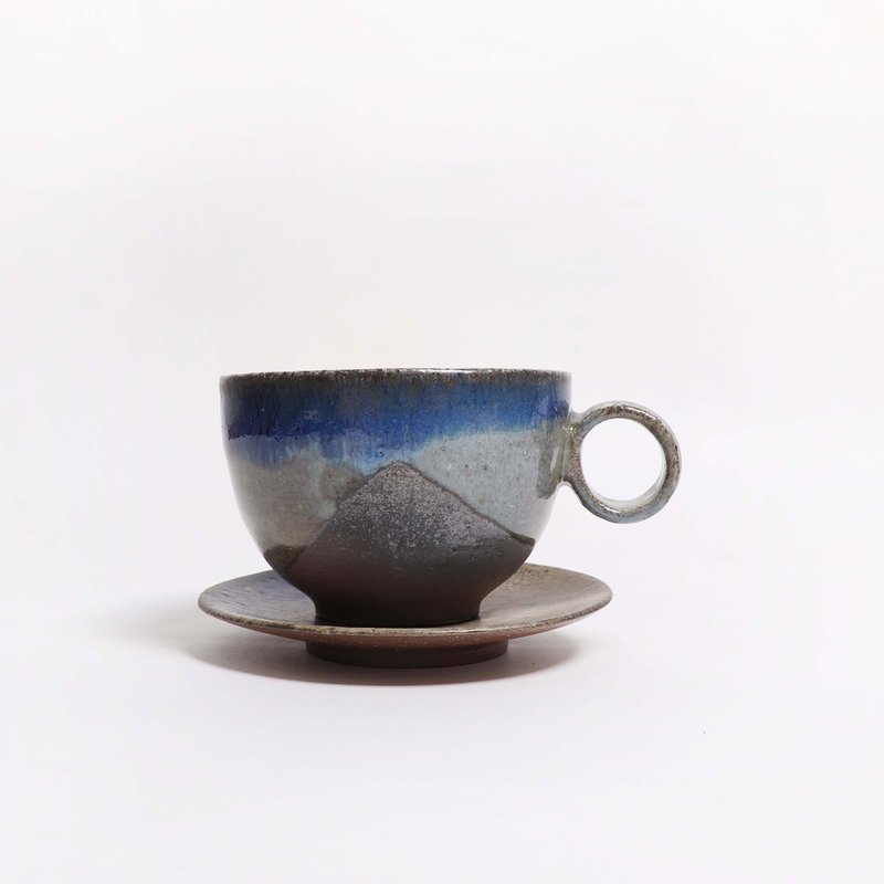 明芽窯 l 柴燒灰藍流釉咖啡杯組 - 咖啡杯/馬克杯 - 陶 藍色