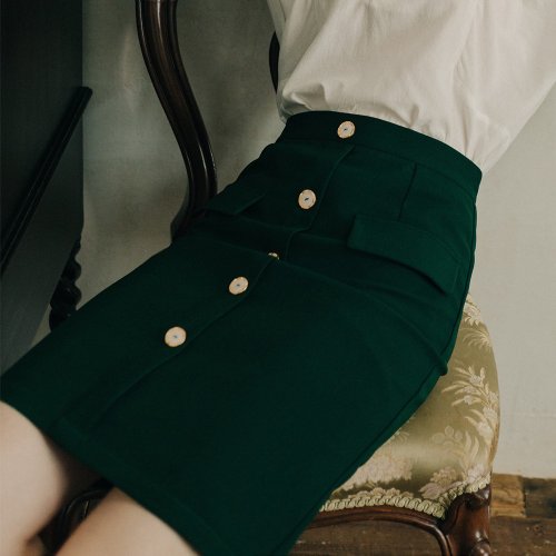 [Multiple folds] Anne Chen half-length skirt 2019 autumn a word skirt high waist skirt female 9612