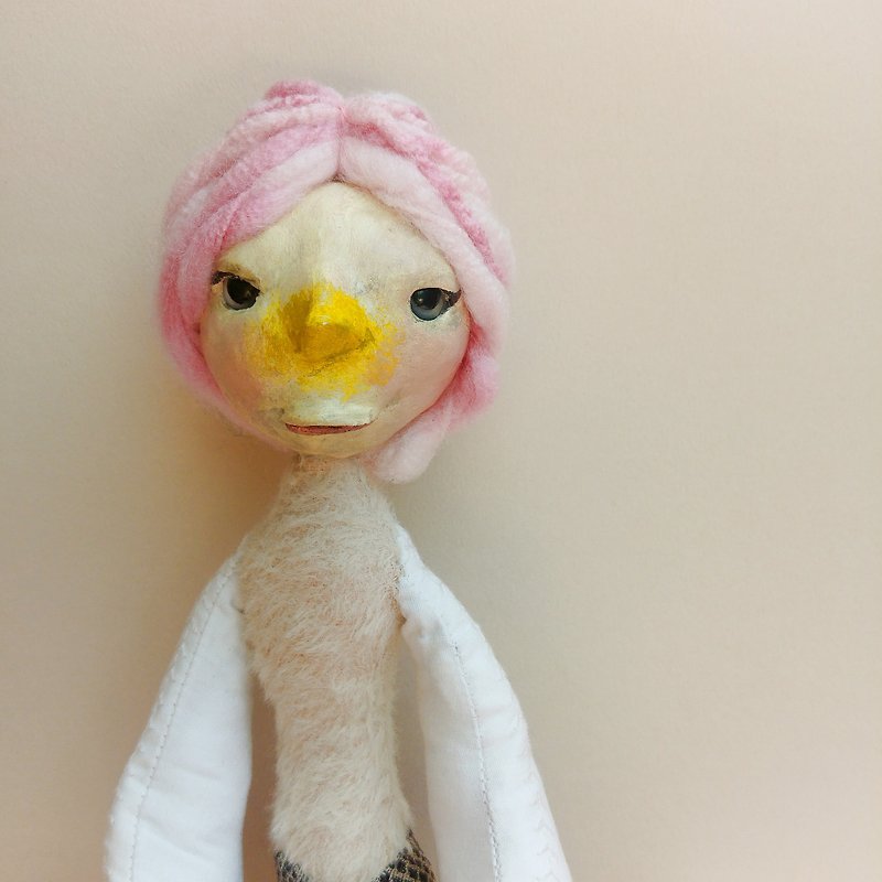 蛇鶴精靈 - 公仔模型 - 棉．麻 粉紅色