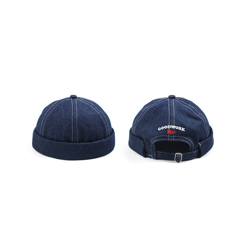 Hong Kong brand washed denim sailor hat Denim Miki Hats - Hats & Caps - Cotton & Hemp Blue